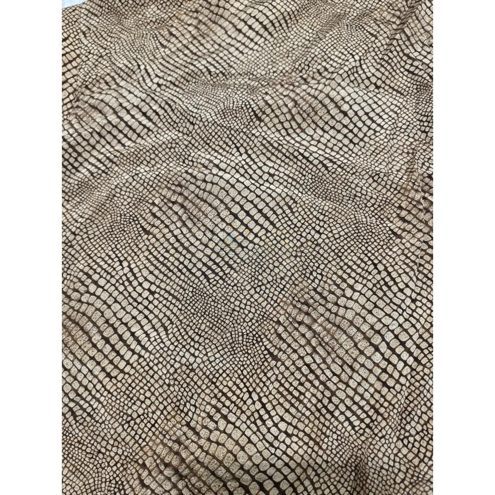 Castioni Italy Silk Blouse Brown Snakeskin Animal Print Mock Neck Sleeveless 40